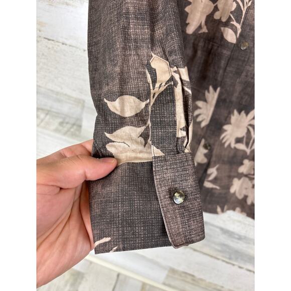 Spartina 449 Women’s M Farrah Poplin Long Sleeve Floral Cascade Gray Blouse Top - Picture 9 of 9